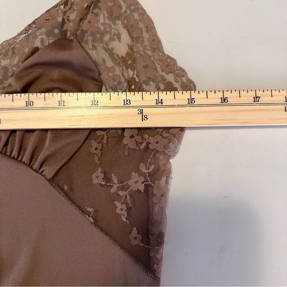 Vtg Blanche by Ralph Montenero Mocha Brown Nylon Full Length Gown Negligée Sz M - Picture 10 of 12